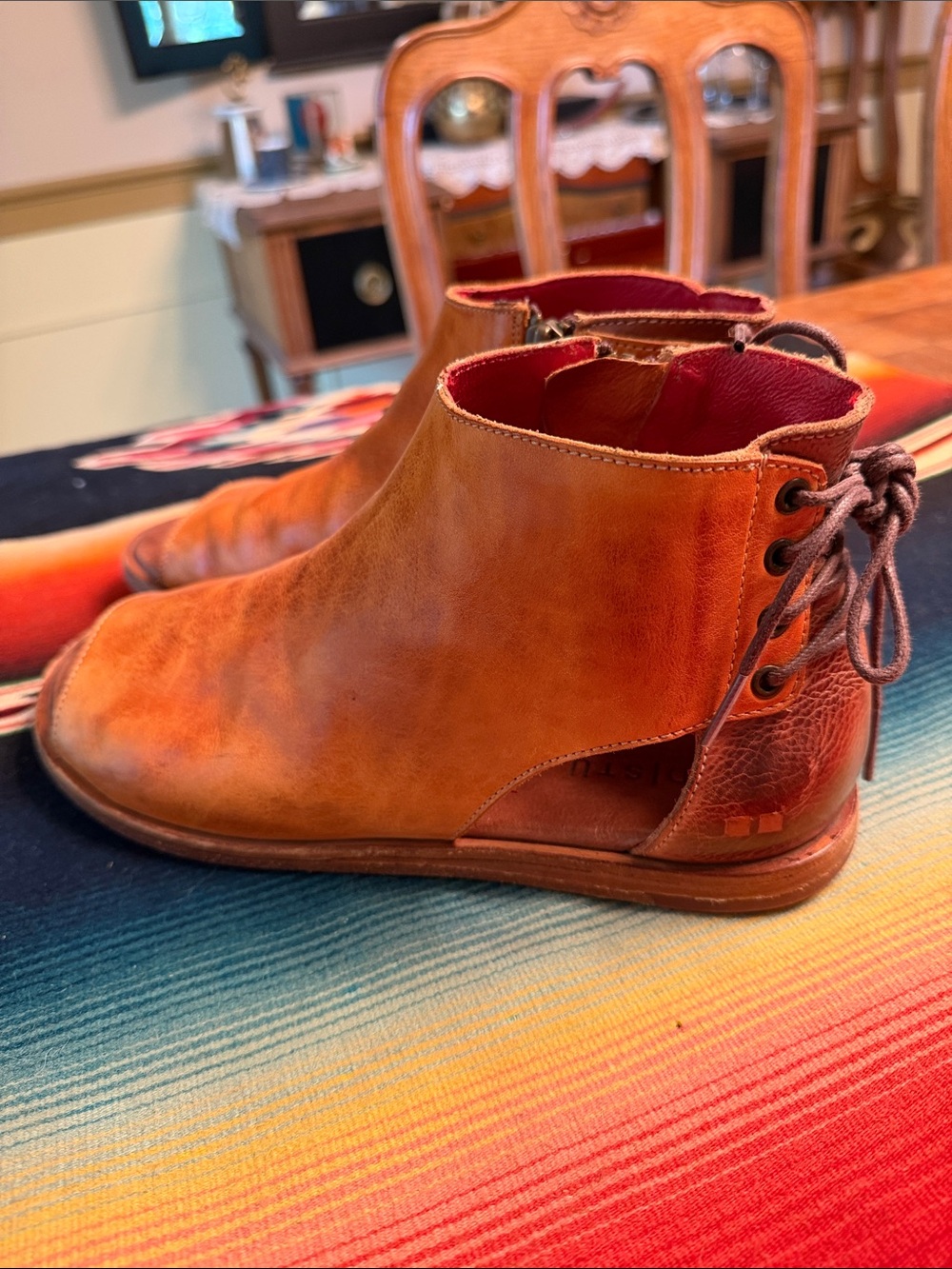 Bed Stu Women's Leather Ankle Boots in Cognac